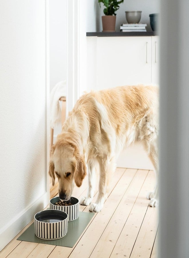 BS Case Ikeaa UTSÅDD Pet Bowls, Stoneware, Striped Black-Blue/Grey-Green Pattern, 19 cm (7.5 inches), Set of 2, Dishwasher-Safe - Image 5